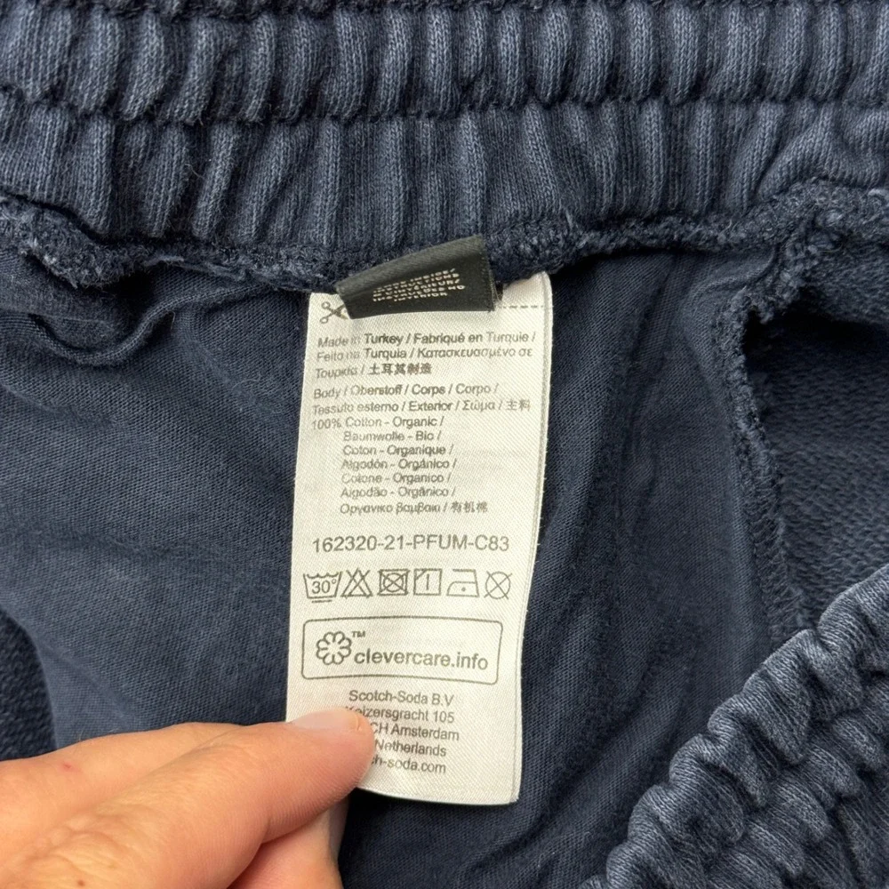 Scotch & Soda Men Large Jogger Sweatpants Navy Blue Organic Cotton Casual Lounge